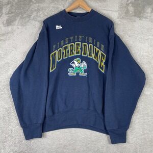 Vintage Notre Dame Sweatshirt Mens Large Blue Fighting Irish 90s USA Pro Player